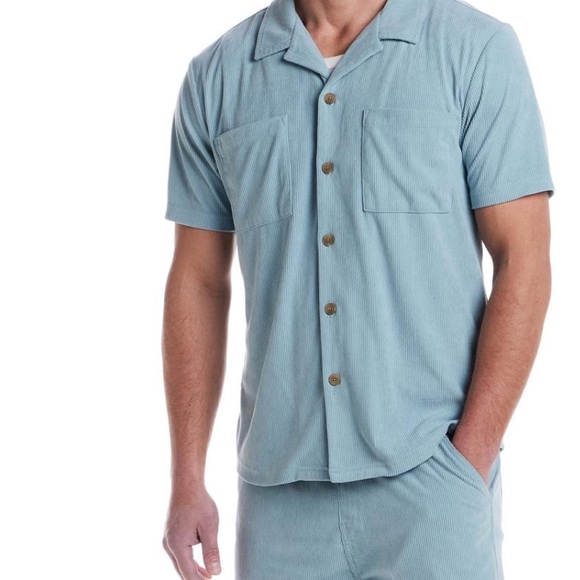Weatherproof Vintage Men’s Regular-fit Button-Down corduroy Camp Shirt Teal Mis - Picture 4 of 5